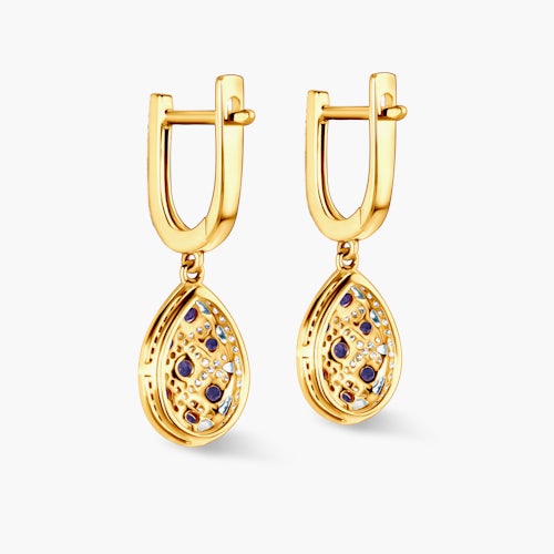 Kolczyki Savicki: dwukolorowe złoto, tanzanity, diamenty